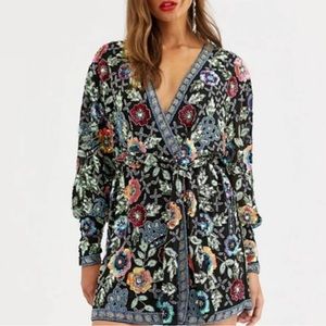 ASOS floral beaded wrap dress. Sz 8 US. Worn once